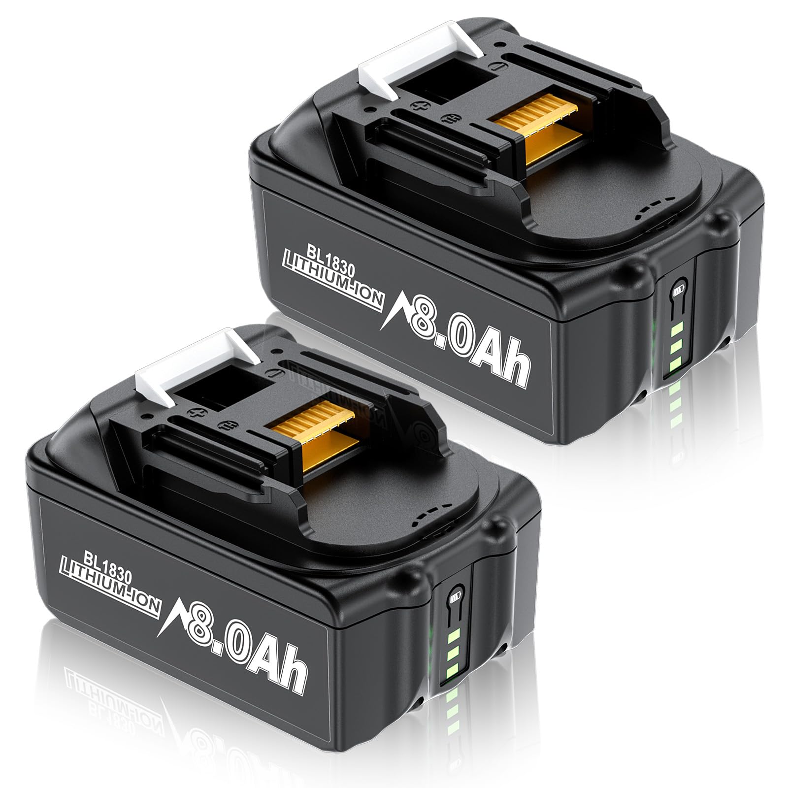2X 8.0Ah replacement for Makita BL1830 compatible with Makita 18V battery