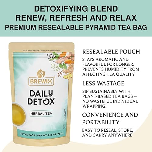 Vista 240 de BREWIX Bolsas de té de albahaca sagrada (15 bolsas de té piramidales) Camiseta con hojas de tulsi y manzanilla Sin cafeína, té de hierbas