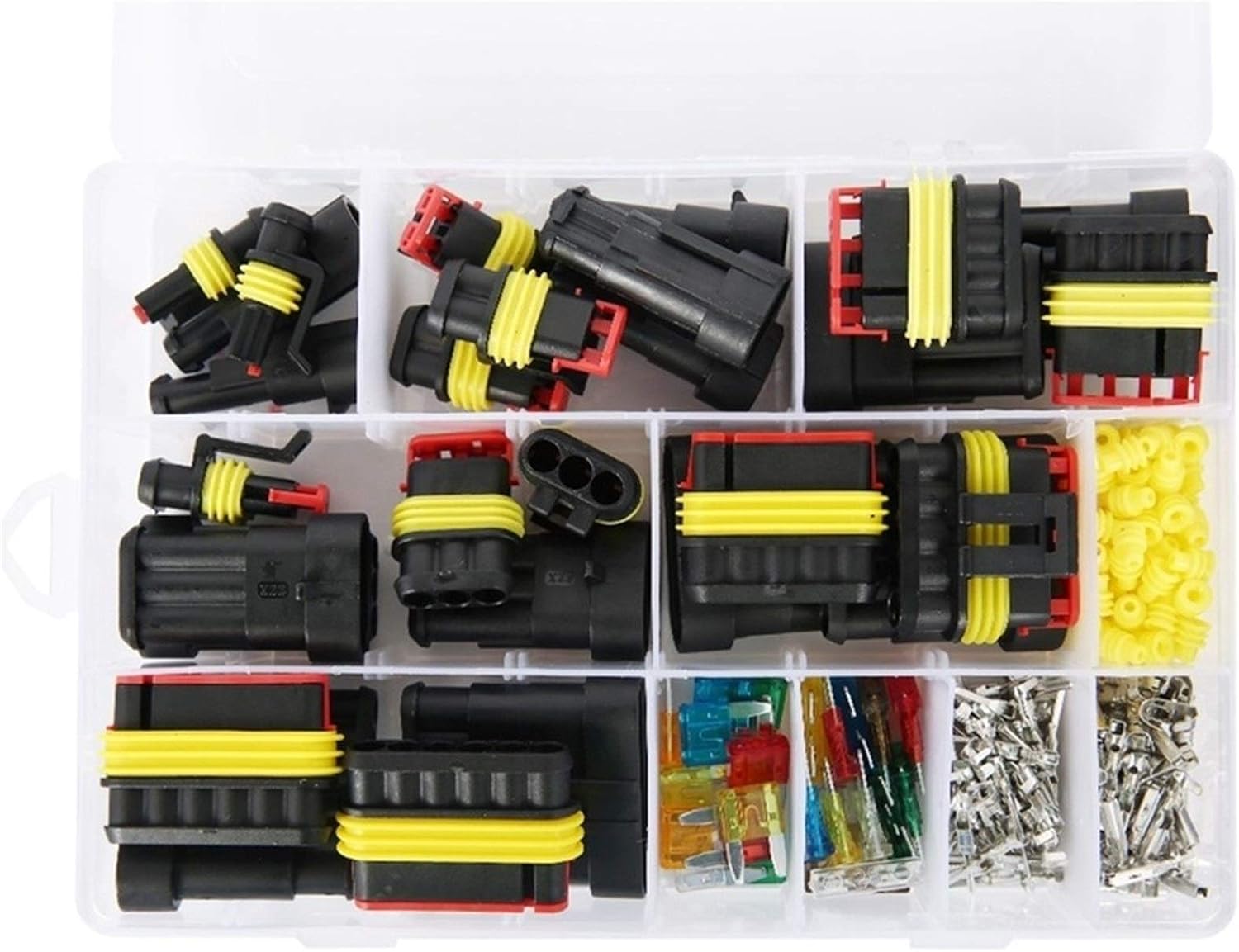 Fuses and Accessories for Car 240Pcs Waterproof 12V Electrical Wire Connector Set with Crimp Terminal and Car Fuse Auto Replacement Parts