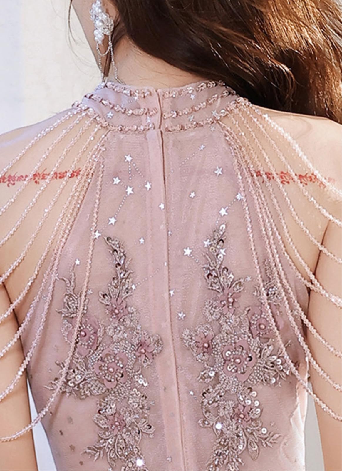 Vestito Maxi Formale Rosa per Le Donne - Elegante Abito da Festa La Sera del Compleanno di Ballo E Occasioni Speciali-champagne-6-floor Length-China Mainland