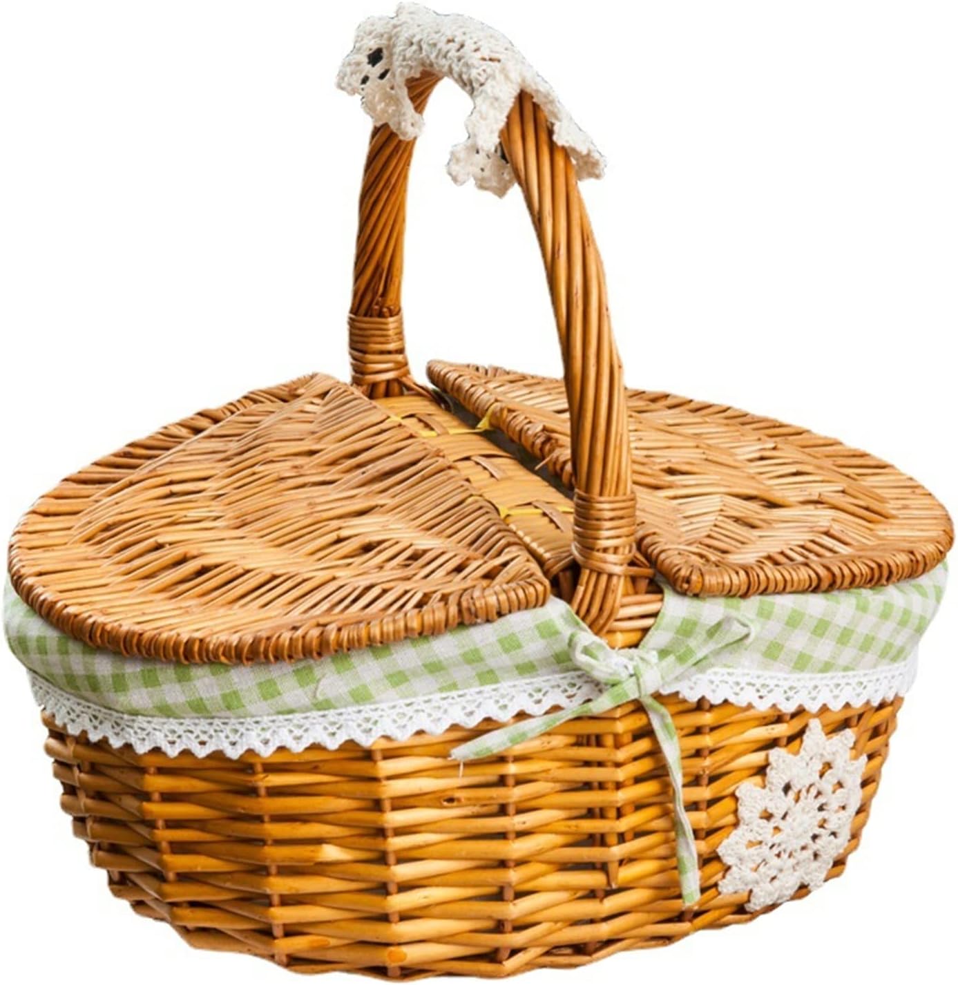 Picnic Basket Handmade Woven Picnic Shopping Basket for Camping Outdoor