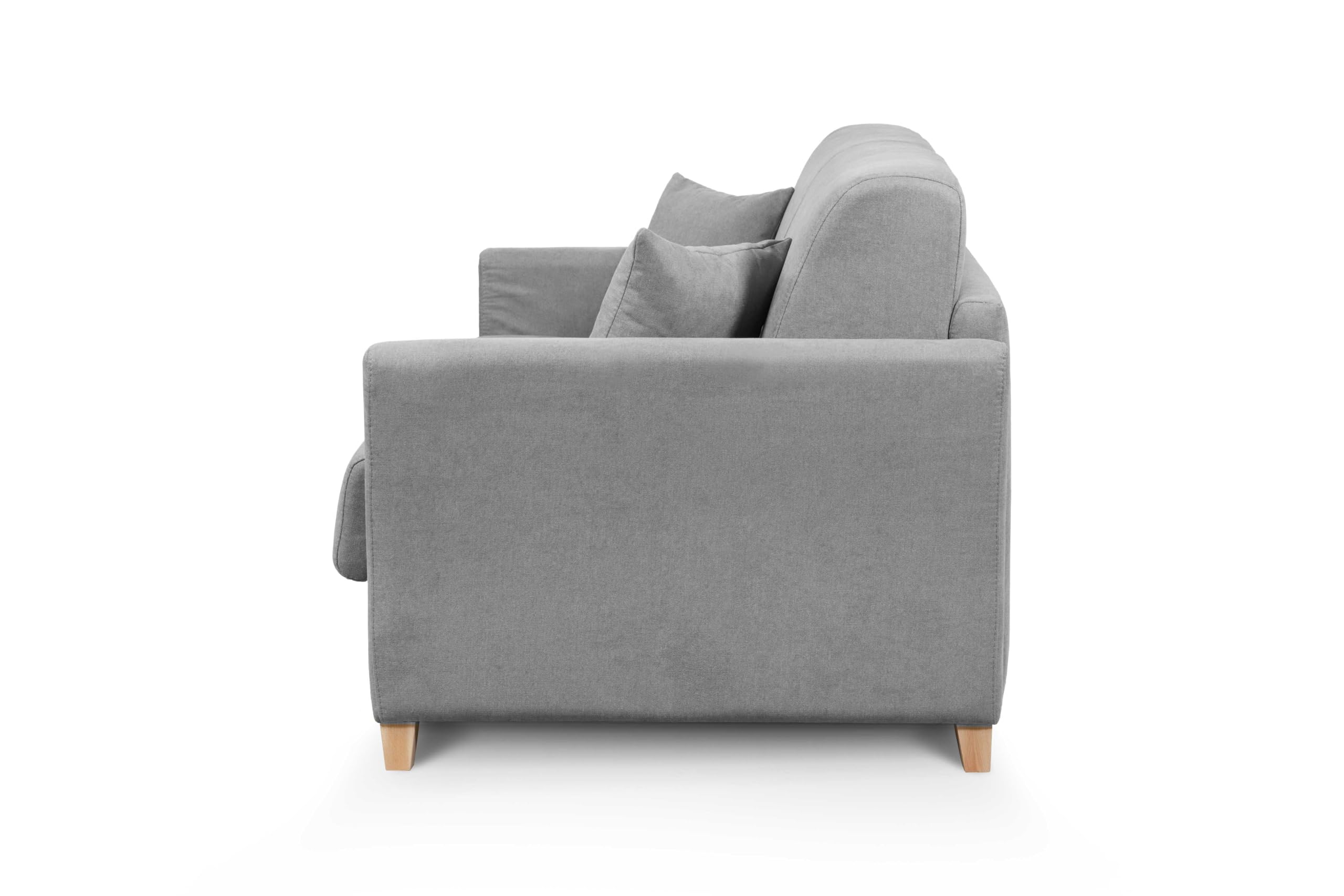 Divano Letto Siria 3 Posti Struttura in Metallo e Legno Imbottitura in Gomma di Poliuretano Rivestimento in Tessuto Rete Elettrosaldata Materasso 160x190 cm H18 cm Colore:Light Grey