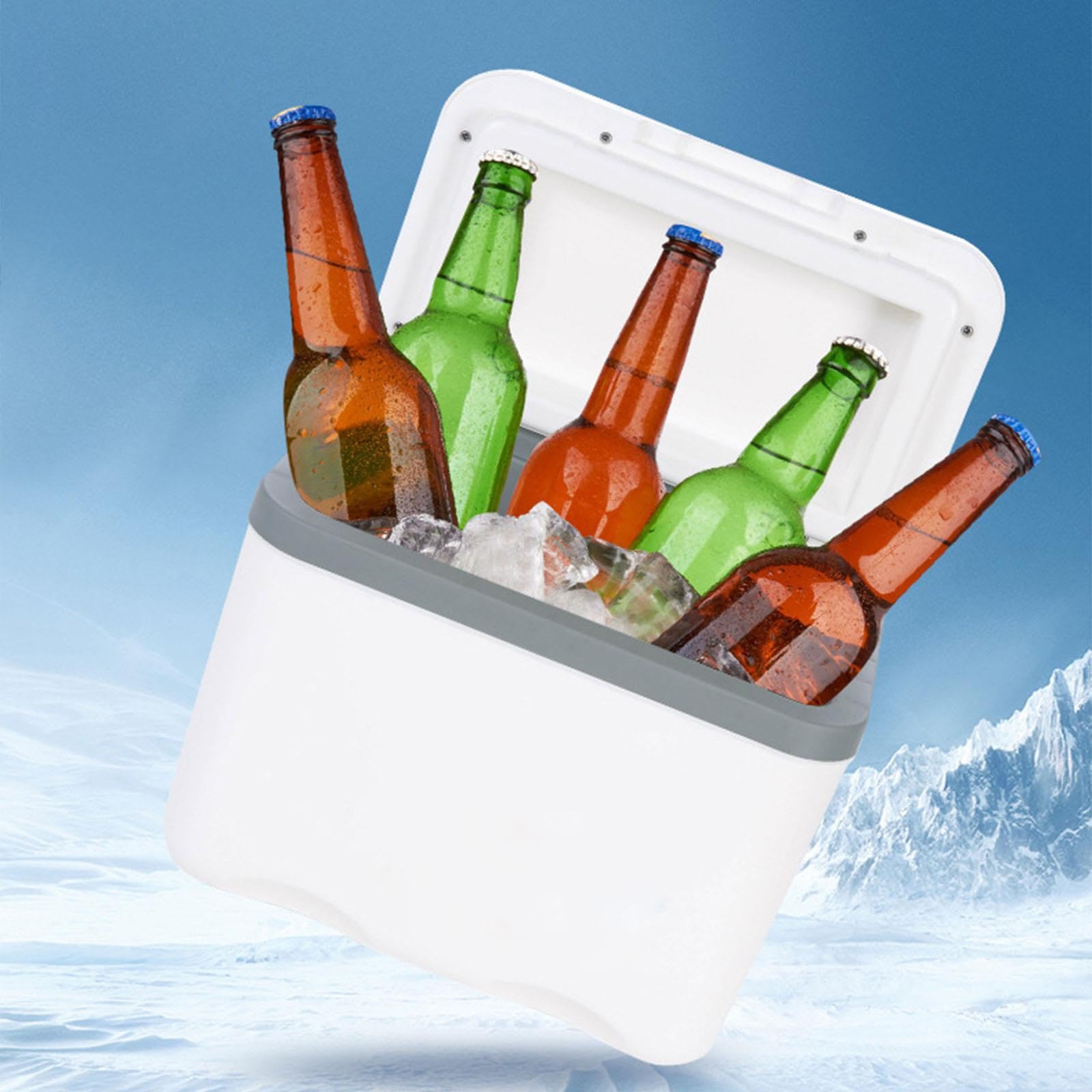 Isolierter Kühlerboxbehälter mit Temperaturanzeige luftdicht 6L -Träger Kalt/Wärmekonservierung Kühler für Picknick, Weiß