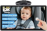 Vista 1 de Espejo de coche de bebé con pantalla táctil de 7 pulgadas, cámara HD 1440P, visión infantil en asiento trasero con ángulo amplio de 150°, visión