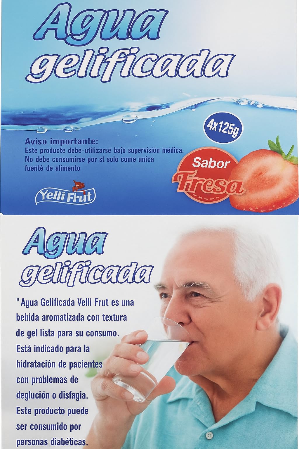 Eau gélifiée. Épaississant pour la dysphagie. Saveur fraise, en pot de 125 g. Lot de 6 x 4 = 24 pots. Saveurs eau gélifiée pour la dysphagie. Eau gélifiée pour une hydratation en toute sécurité.