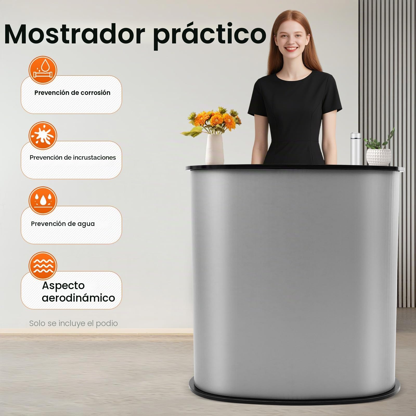 Mesita de recepción plegable con bolsa de transporte, 40 x 90 x 90 cm, para exposición promocional y reuniones de negocios (negro)