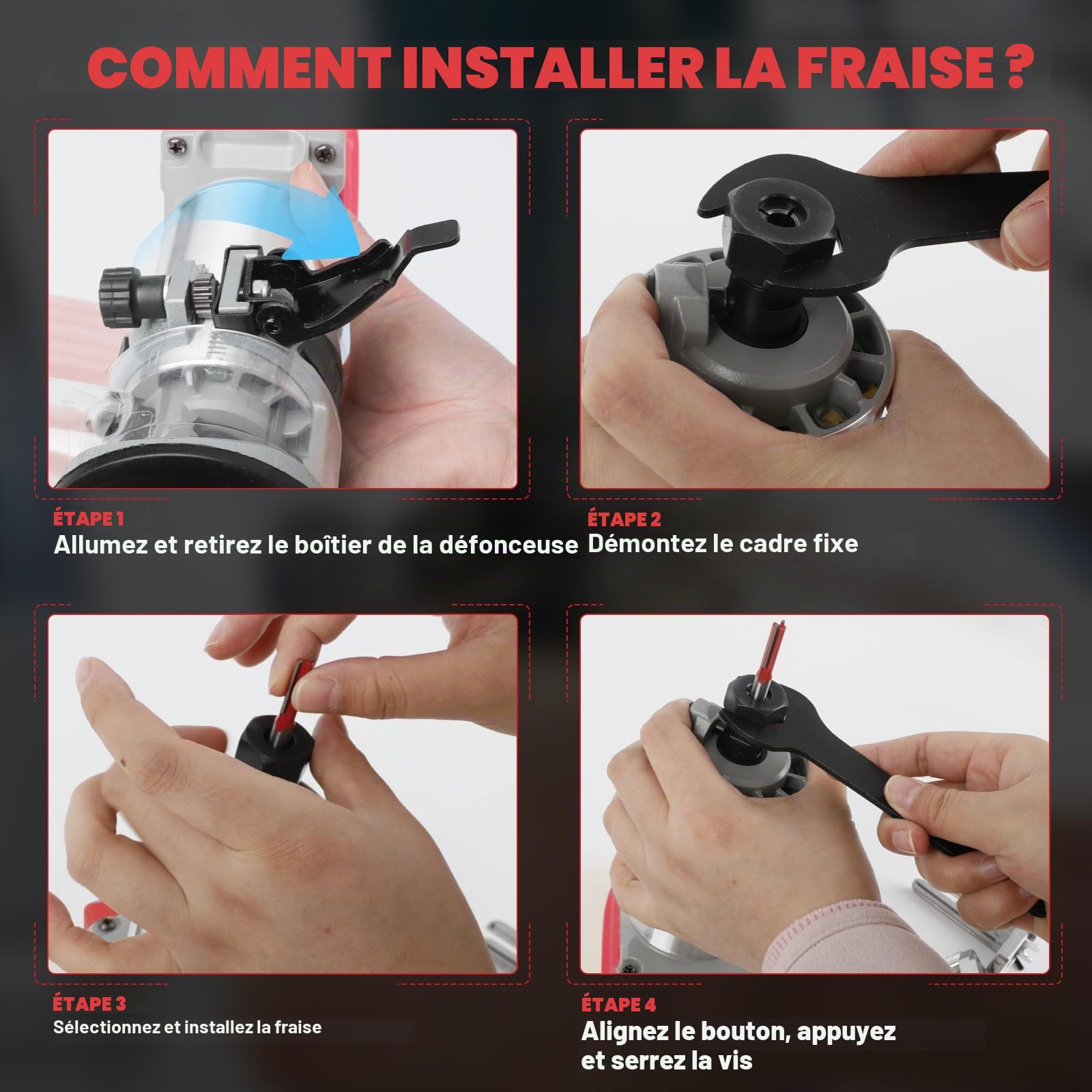 Défonceuse sans fil 800W pour batterie Milwaukee M18 18V, base en aluminium, défonceuse sans balais à 30000 tr/min avec 5 vitesses variables, défonceuse à main pour travail du bois, rainurage