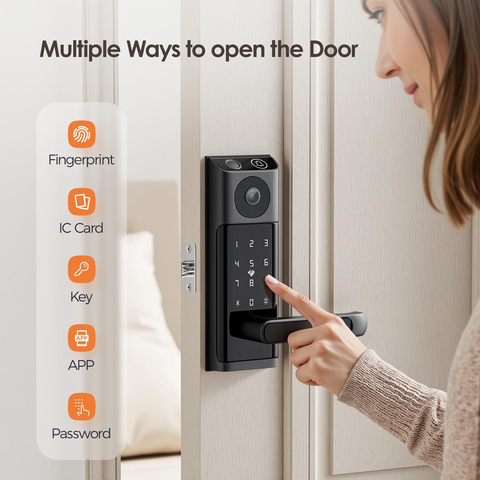 Jacchozhi Fingerprint Smart Lock with HD Camera, Keyless Entry