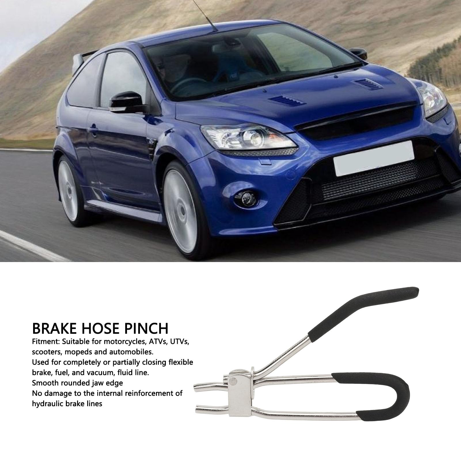 Brake Hose Pinch Steel Opening Rounded Jaw Edges 12mm Multipurpose Hose Pinch Clamp Pliers Hose Clamping Tool for Fuel Vacuum Fluid Pipes