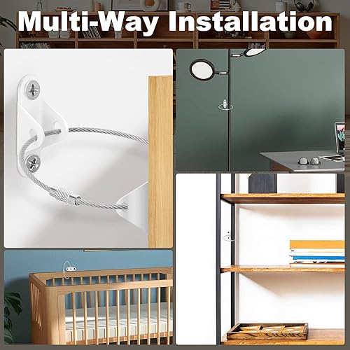 Miniatura 3 de 10 anclajes para muebles, a prueba de bebés, correas de metal antipunta, anclaje de pared de seguridad para bebés, para gabinete, armario, cajones,