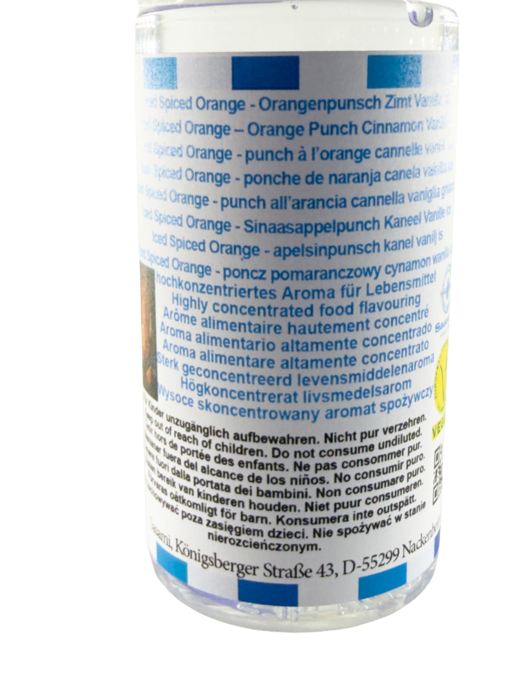 Koncentrat o smaku mrożonej pomarańczy z przyprawami i ponczem pomarańczowym, cynamonem i wanilią, wegański, sasami, 100 ml