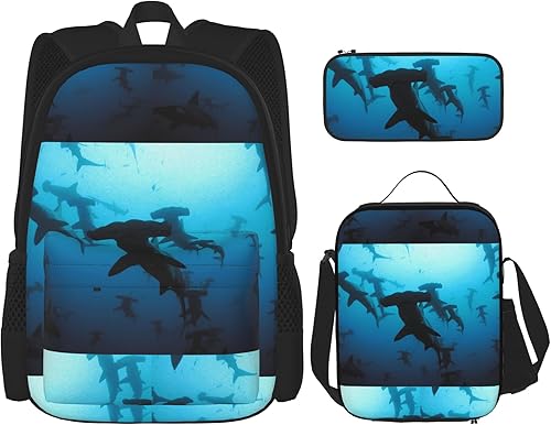 Miniatura 8 de Juego de mochila de 3 piezas para niños y niñas (bolsa escolar + estuche + combinación de bolsa de almuerzo), Negro -, Mochila, viaje