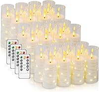 Vista 14 de Velas LED sin llama con temporizador de 5 piezas, velas parpadeantes sin llama para ambiente romántico y decoración del hogar, carcasa acrílica