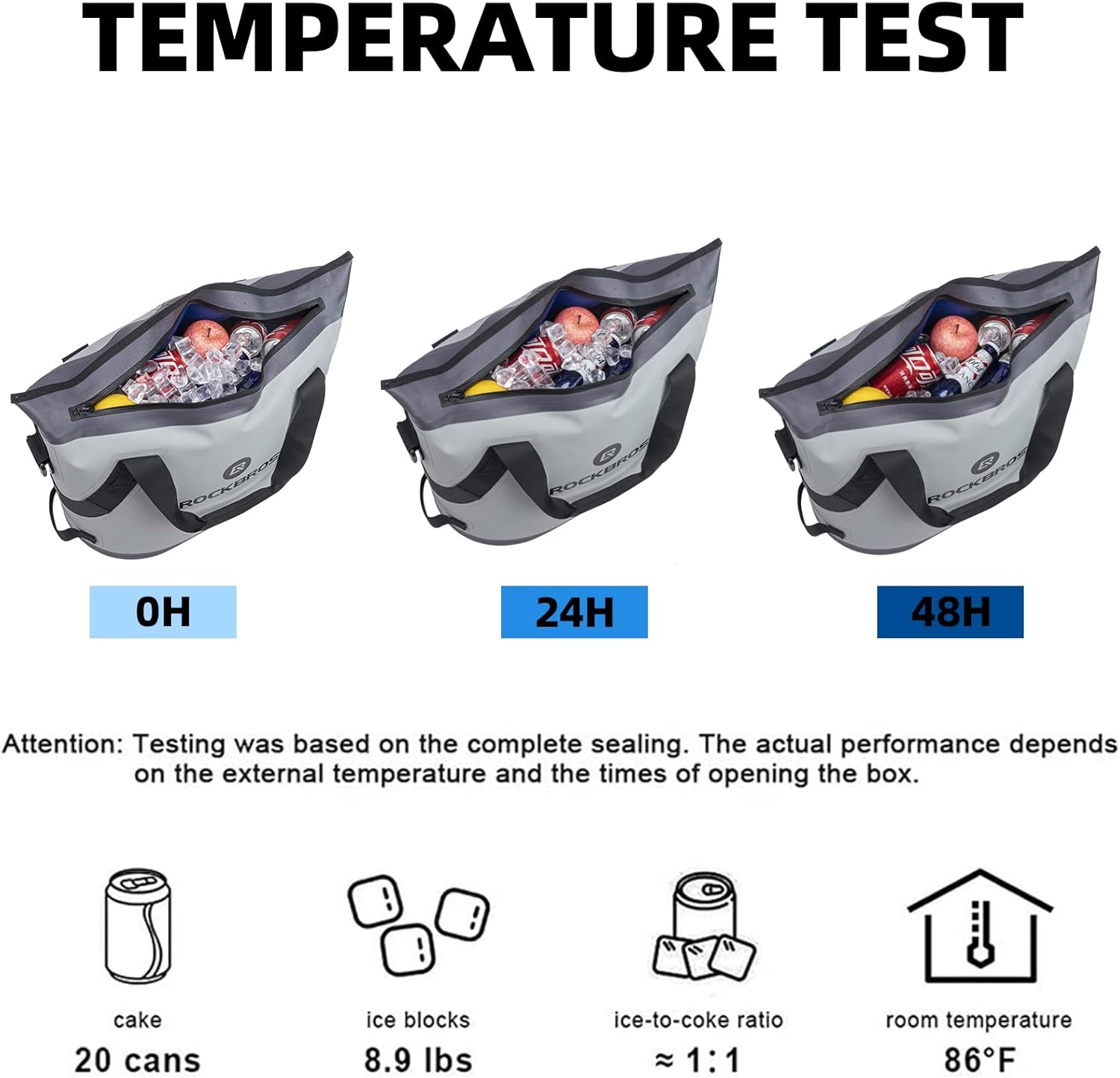 ROCKBROS Soft Cooler Insulated Leak Proof Cooler Bag Portable 36 Can Large Soft Sided Coolers Waterproof Insulated Pack Cooler for Travel, Beach, Camping, Picnic, Lunch, Fishing, Floating, Party - Image 5