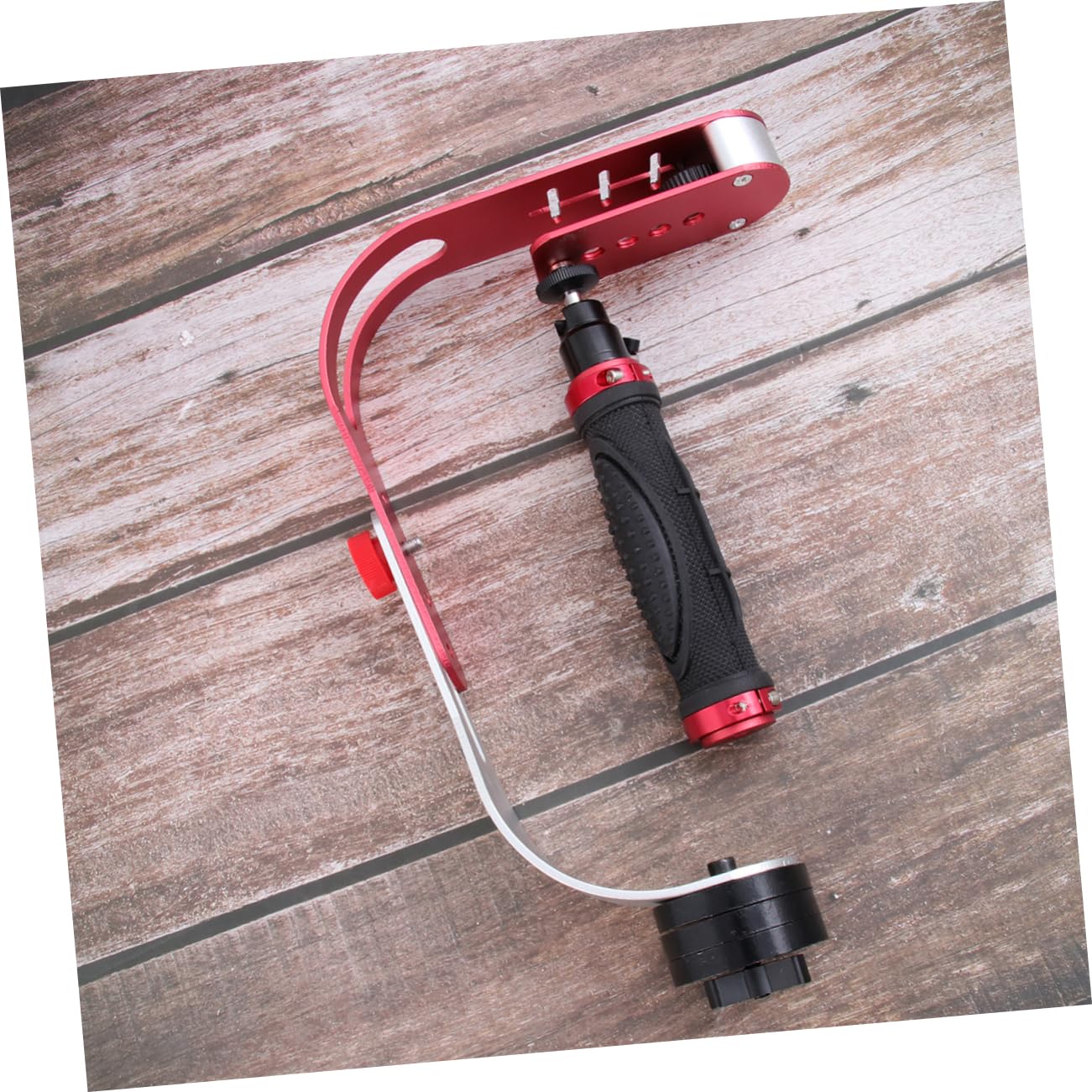 Stabilizzatore Fotocamera Arco Lega di Alluminio per Dv e Dslr | Rosso, Riprese a Basso Angolo in Viaggio, Movimento Fluido e Stabile, Riduce Vibrazioni