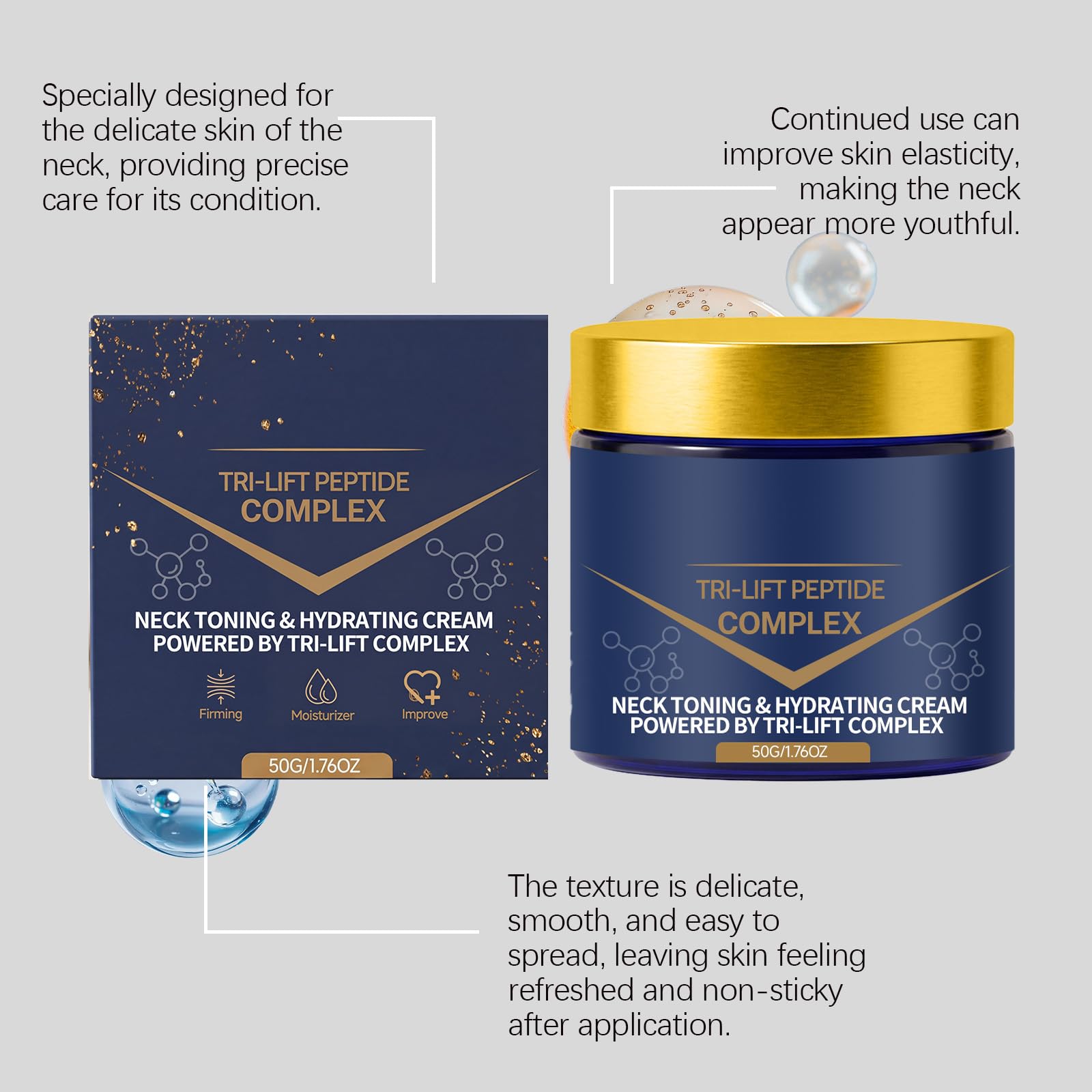 Tri-Lift - Crema con complesso peptidico, anti-età, lifting e rassodante per viso e collo, rassoda e rassoda la pelle, attenua le linee sottili e idrata, non grassa (6 pezzi)