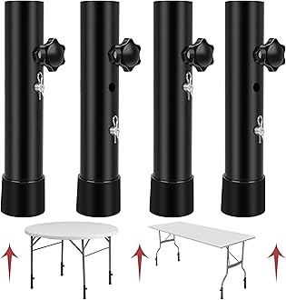 8 PCS Folding Table Leg Extenders, 2 Levels Adjustable Height Folding Table Leg Risers, Heavy Duty Metal Desk Leg Extensions, Rise Table Height 3.6in | 5.2in