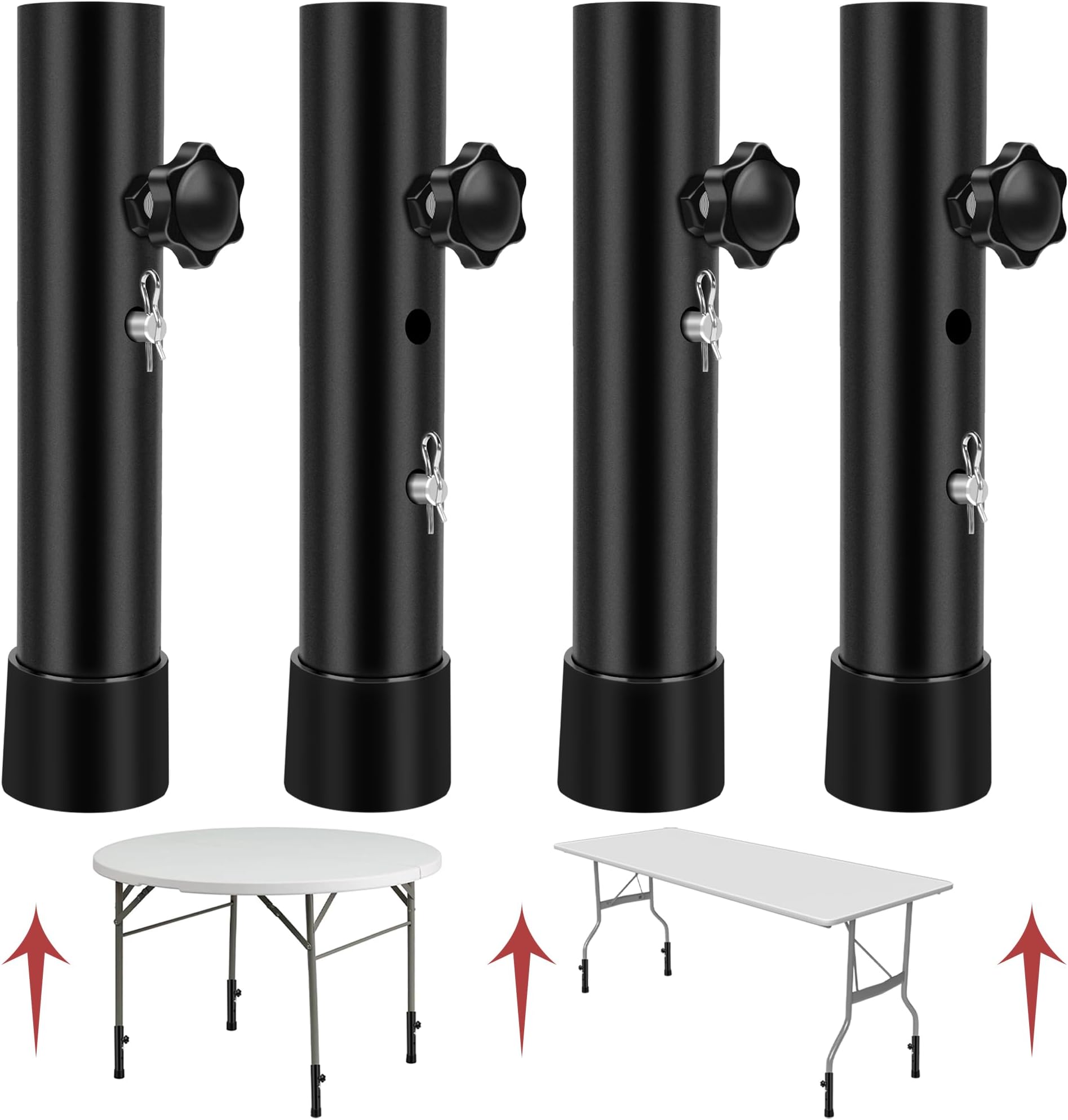 8 Pcs Table Leg Extenders for Folding Table, 2 Levels Adjustable Height Foldi...