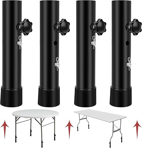8 extensores de patas de mesa para mesa plegable, 2 niveles de altura ajustable, extensiones de patas de mesa de metal resistente, elevadores de