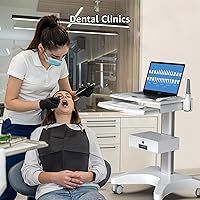 Vista 10 de Carrito médico con bandeja para laptop y soporte para escáner oral, estación de trabajo móvil sobre ruedas con cajón para hospitales, clínicas