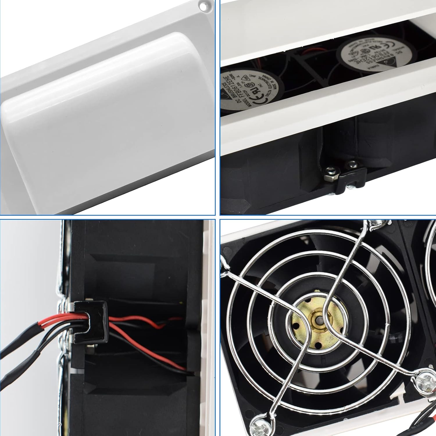 2 PCS RV Side Vent Fan, 12V 25W Air Vent Ventilation Exhaust Fan, Caravan Motorhome Trailer RV Accessories for Camper Trailer Boat Marine Yacht, White