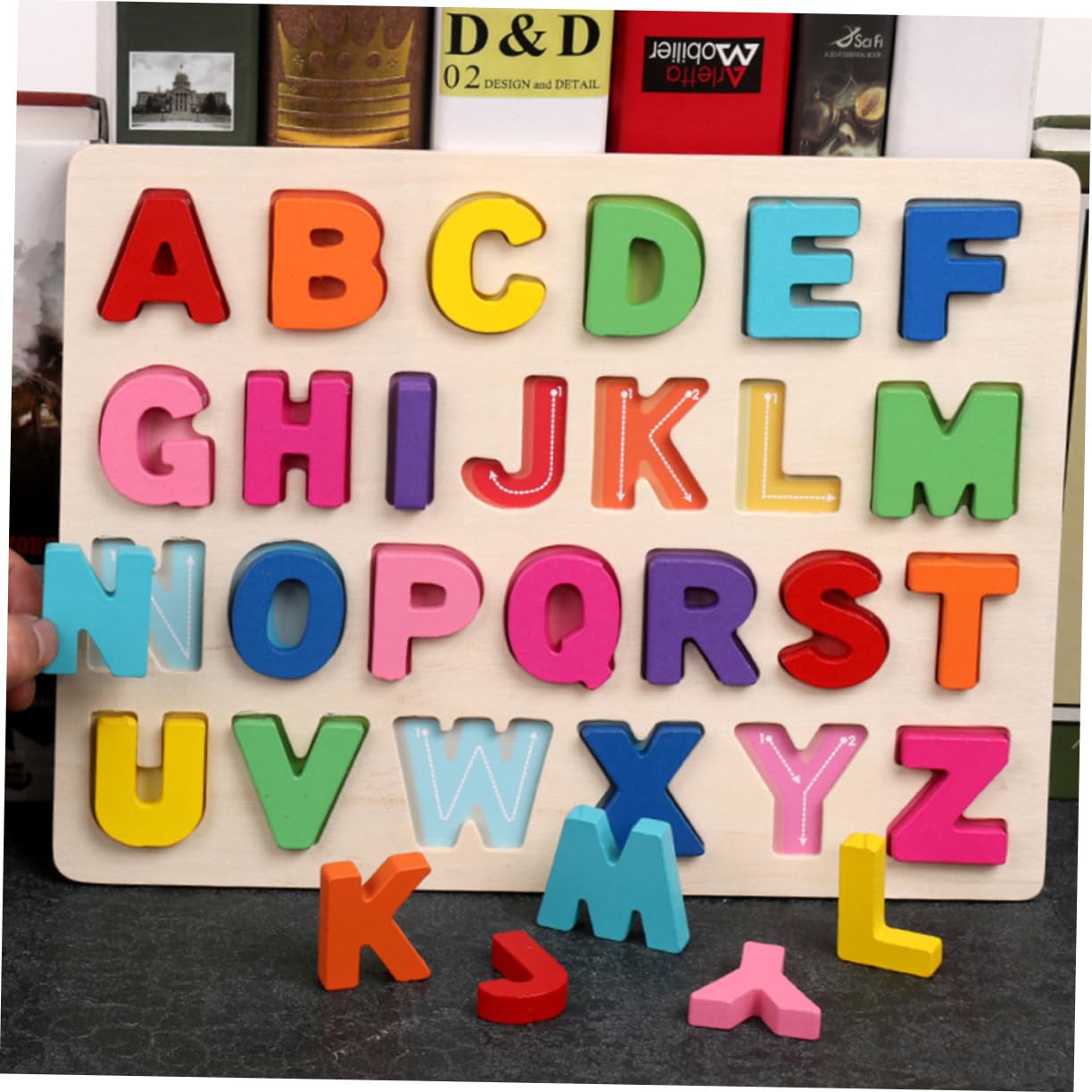 Puzzle Alfabetico e Numerico in Legno, Set 1 per Bambini | Gioco Educativo di Abbinamento, Bordi Arrotondati senza Bave, Sviluppo Cognitivo e Riconoscimento