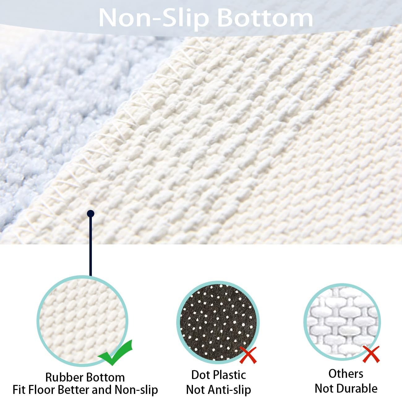 NamUla Shell Pattern Bath Rug, Cute Bathroom Rug Soft Microfiber Plush Water Absorbent Bathtub Mat Shaggy Non-Slip Quick Dry Shower Floor Mat Washable Area Rug for Living Room, Bedroom (Blue,16"x24")