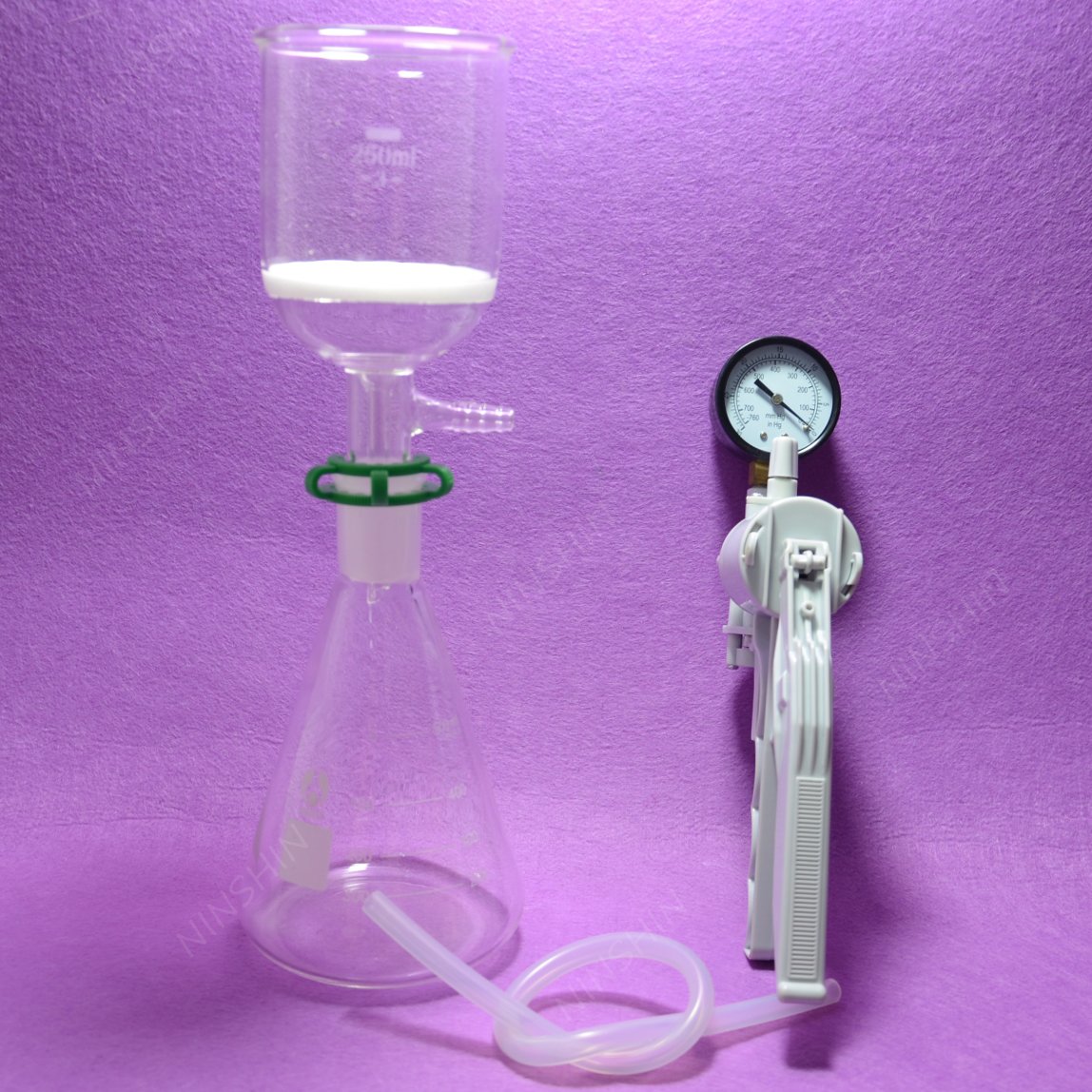 Glassware,500ML Filtration Set[Erlenmeyer Flask+Filter Funnel(3#) +Vacuum Pump]