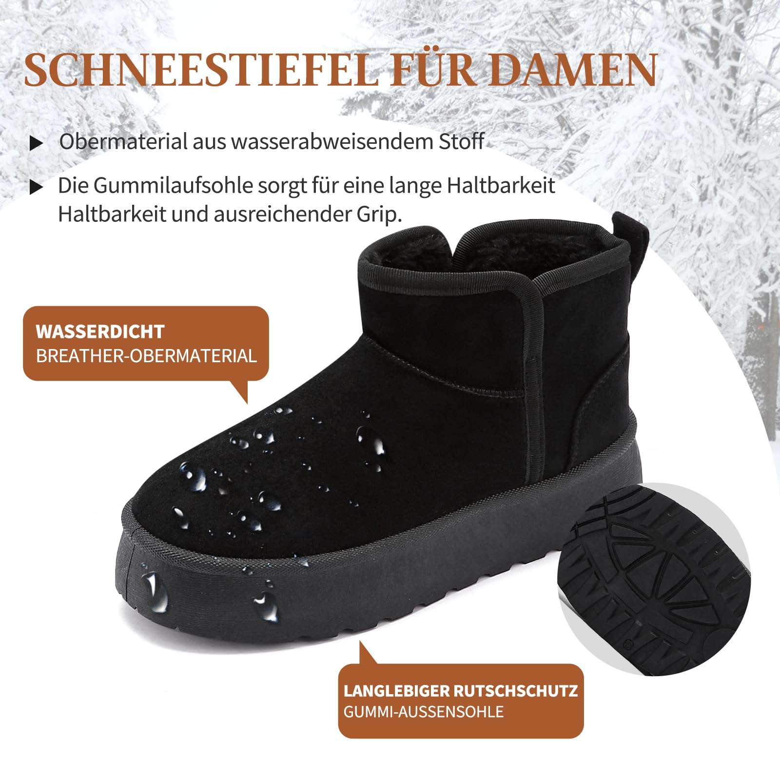 Pelbiuqik Stivali Donna Invernali Classic Platform alla Moda Scarpe da Neve, Impermeabile Caldo con Antisdrucciolo Stivaletti
