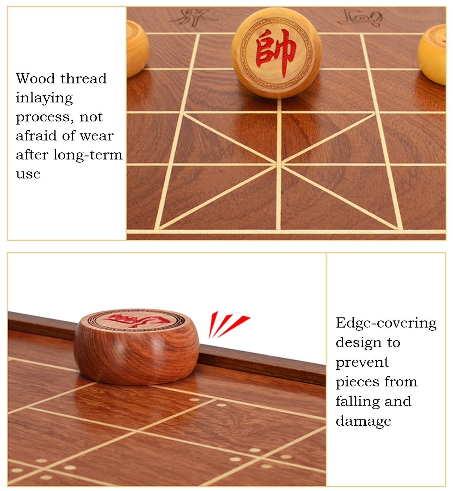 Set di Scacchi Cinesi con Tavolo Tradizionale Xiangqi, Giochi di strategia da Tavolo da Viaggio per 2 Giocatori (Legno di bosso)
