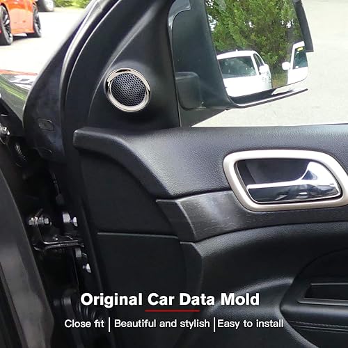 Miniatura 2 de CheroCar cubierta de altavoz de puerta delantera para Jeep Grand Cherokee 2011-2020, cromo, 2 unidsset