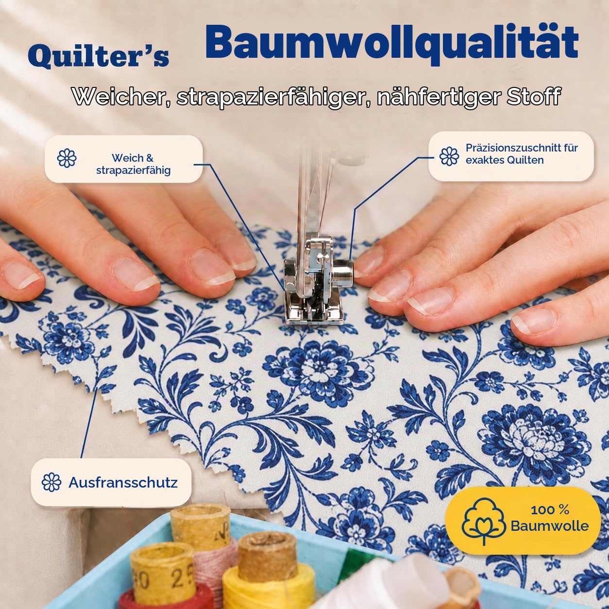 Jelly Roll Stoffe zum Quilten, 40 Streifen, 6,4 x 111,8 cm, Baumwollstreifenbündel, perfekter Quiltstoff zum Nähen, vorgeschnittene Quilt-Projekte und Bastelarbeiten (Feines Porzellan)