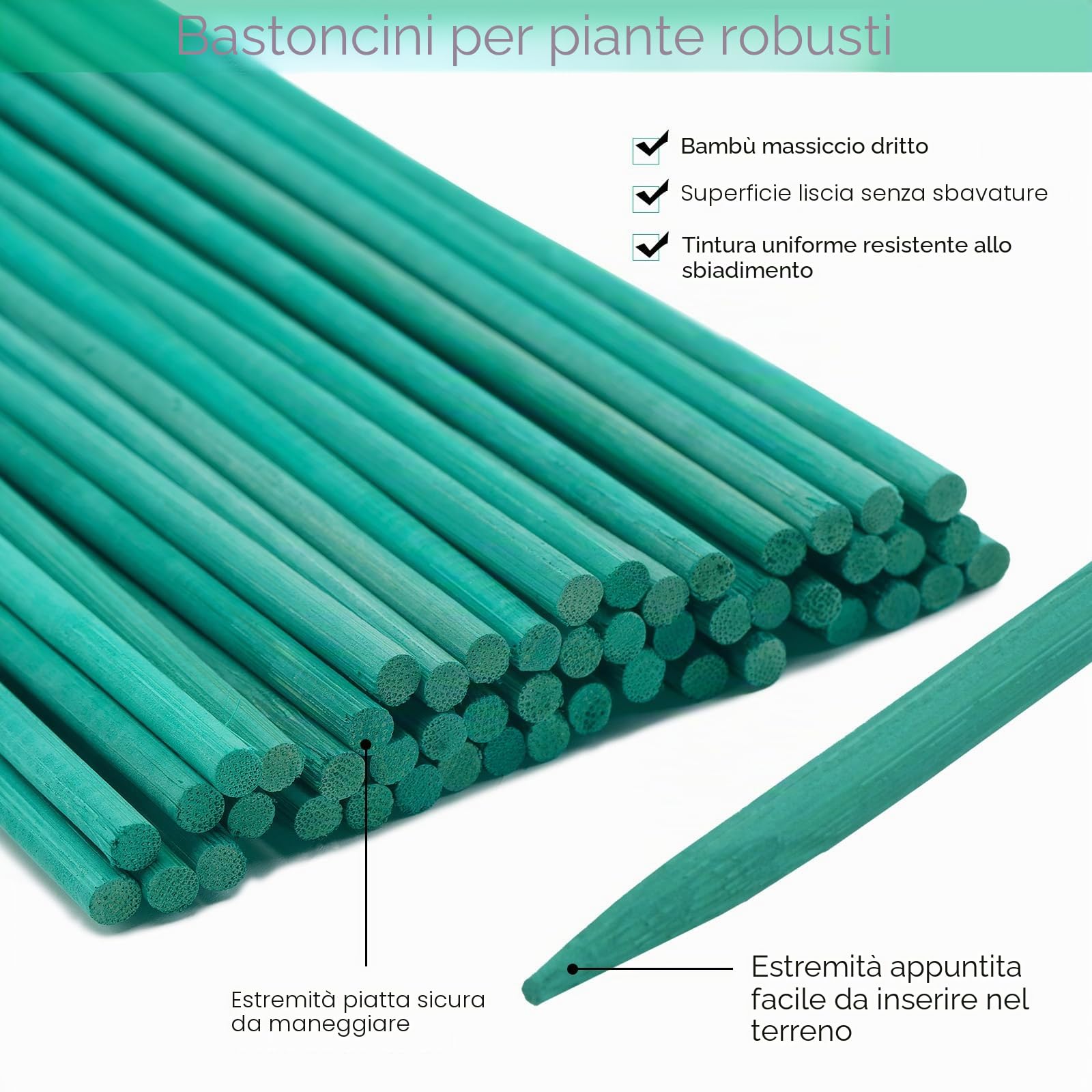 KINGLAKE, bastoncini di supporto per piante, 60 cm, colore: verde, 50 pezzi