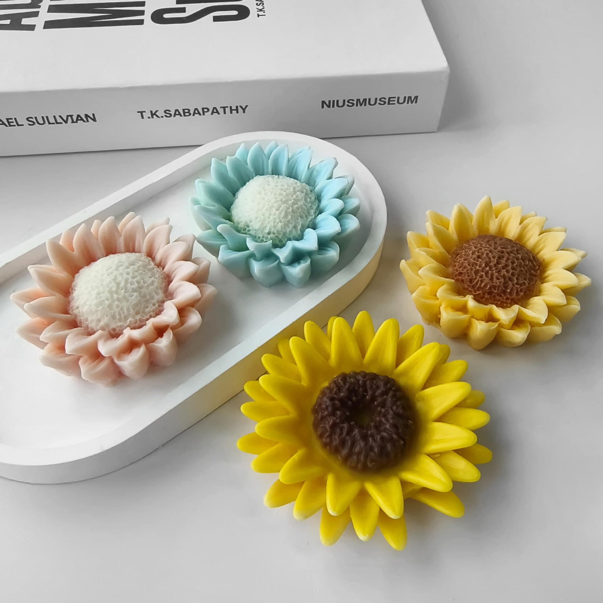 Xidmold 2Pcs Sunflower Candle Soap Moulds, 3D Sunflower Silicone Mold for Fondant Chocolate, Candy, Soy Wax Candle, Plaster - Image 3