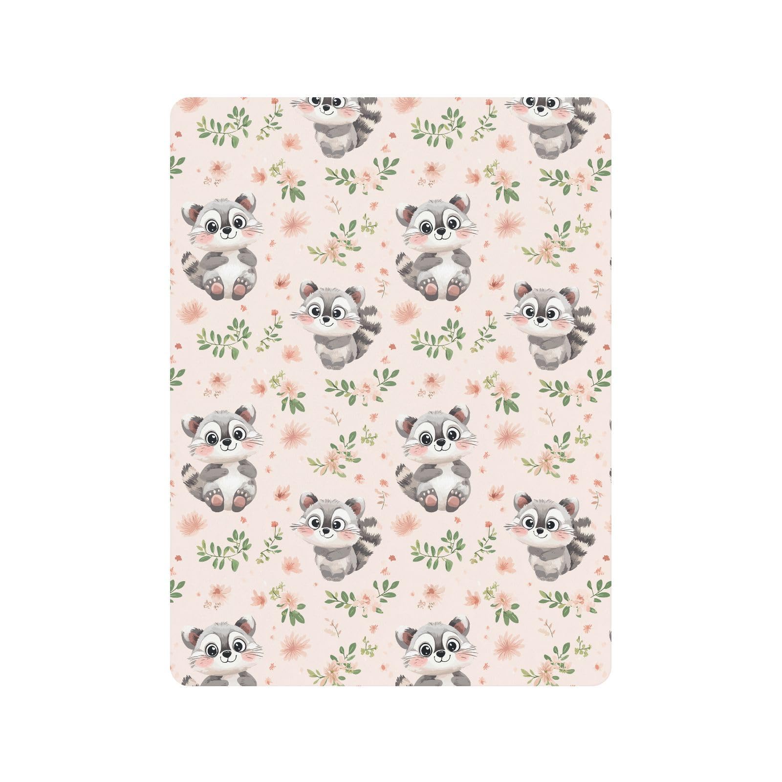 Sábanas de algodón para cuna de bebé con diseño de mapache rosa de dibujos animados, cómoda y transpirable, para decoración de guardería, 1 paquete para corral de
