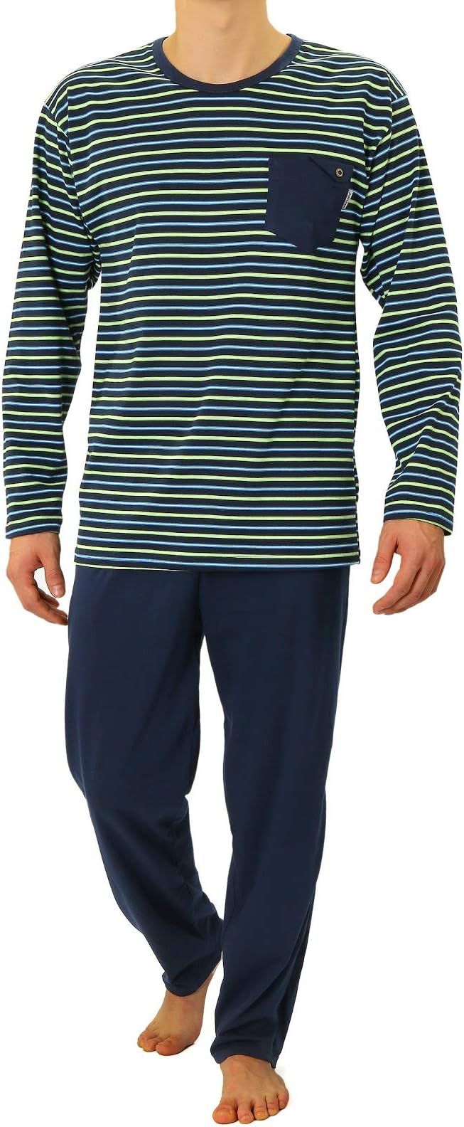 Sesto Senso Mens Pyjamas Set 100% Cotton Pjs Long Sleeve Top & Pants Checked