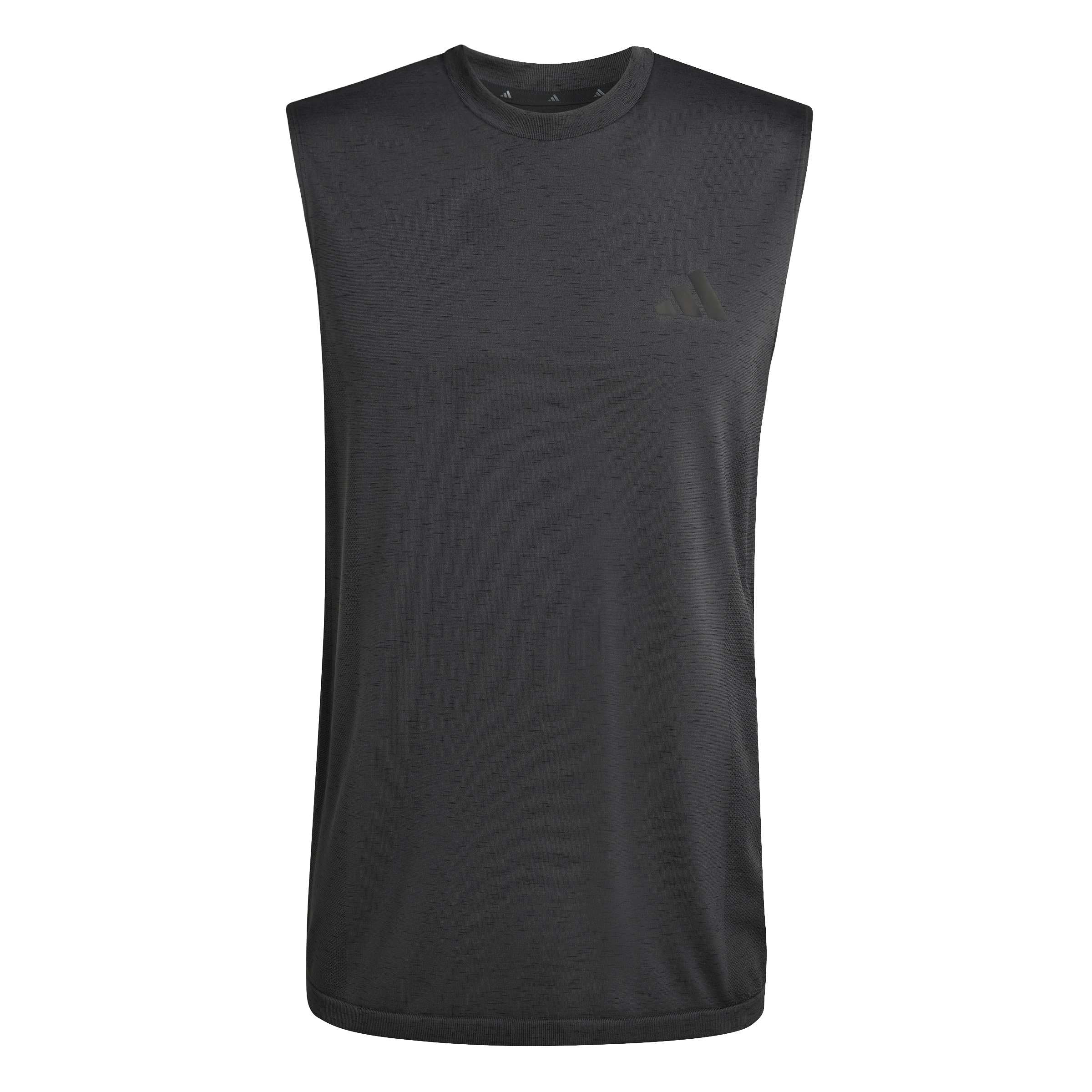 adidas Men's Workout Essentials Seamless Sleeveless T, Black Melange, S
