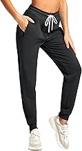 PULI Women Workout Sweatpants Cotton Jogger Ribber Splicing Lounge Sweat Pants with Zipper Pocket