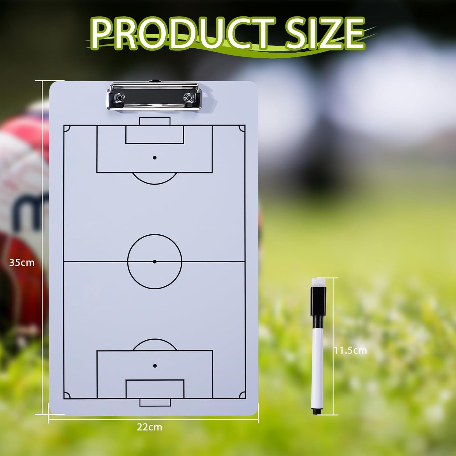 Pure Vie Magnetic Soccer Coaching Board, Portable Soccer Whiteboard for Coaches, Soccer Tactics Clipboard with Dry Erase, Marker Pen, Magnets - Soccer Training Equipment for Teaching and Game Plan
