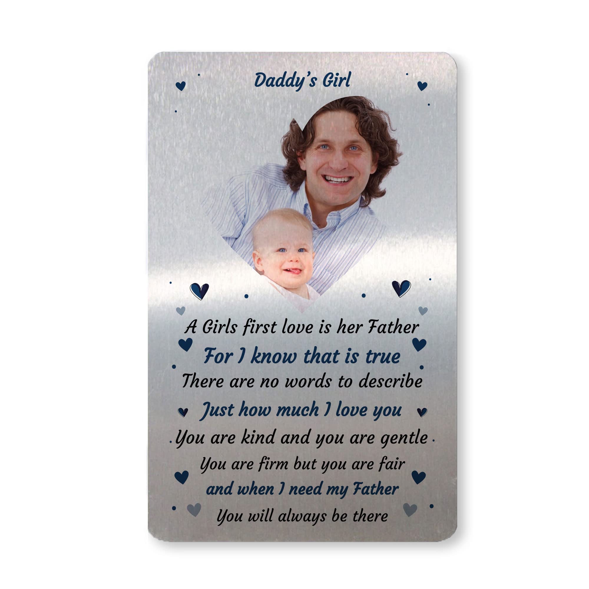 Gift For Daddy Dad Personalised Metal Card Fathers Day Daddys Girl Gift For Him Keepsake