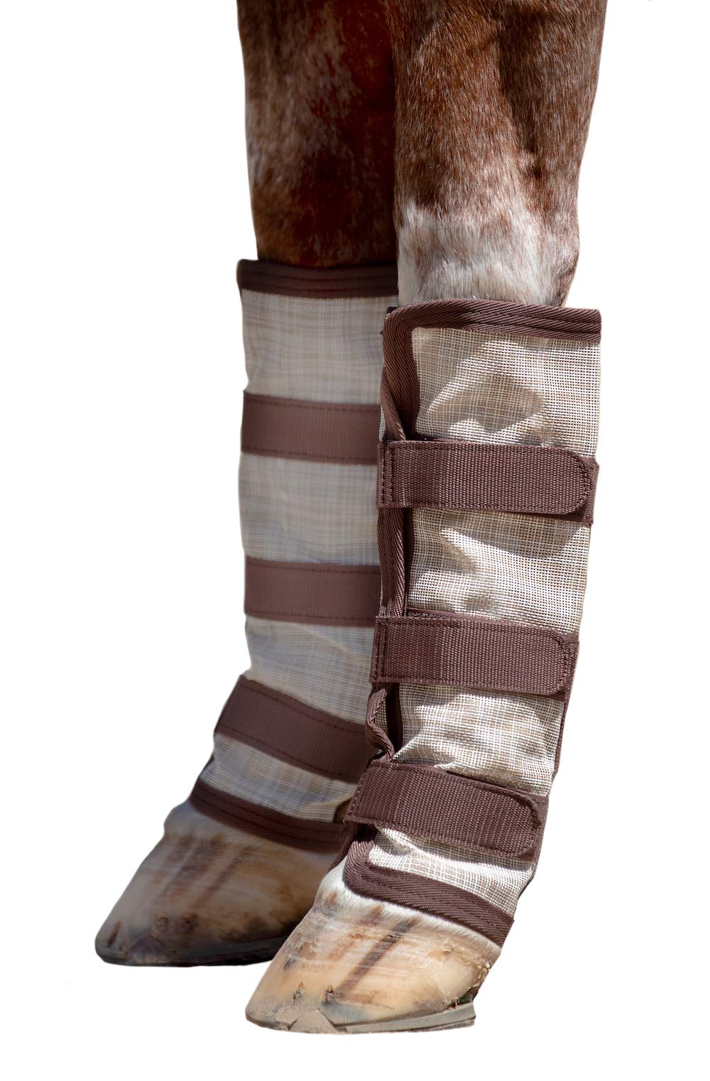 Kensington Natural Horse Fly Boots - Web Trimmed - Stay-Up Technology - Protection from Insect Bites and UV Rays - Sold in Pairs (2 Boots)