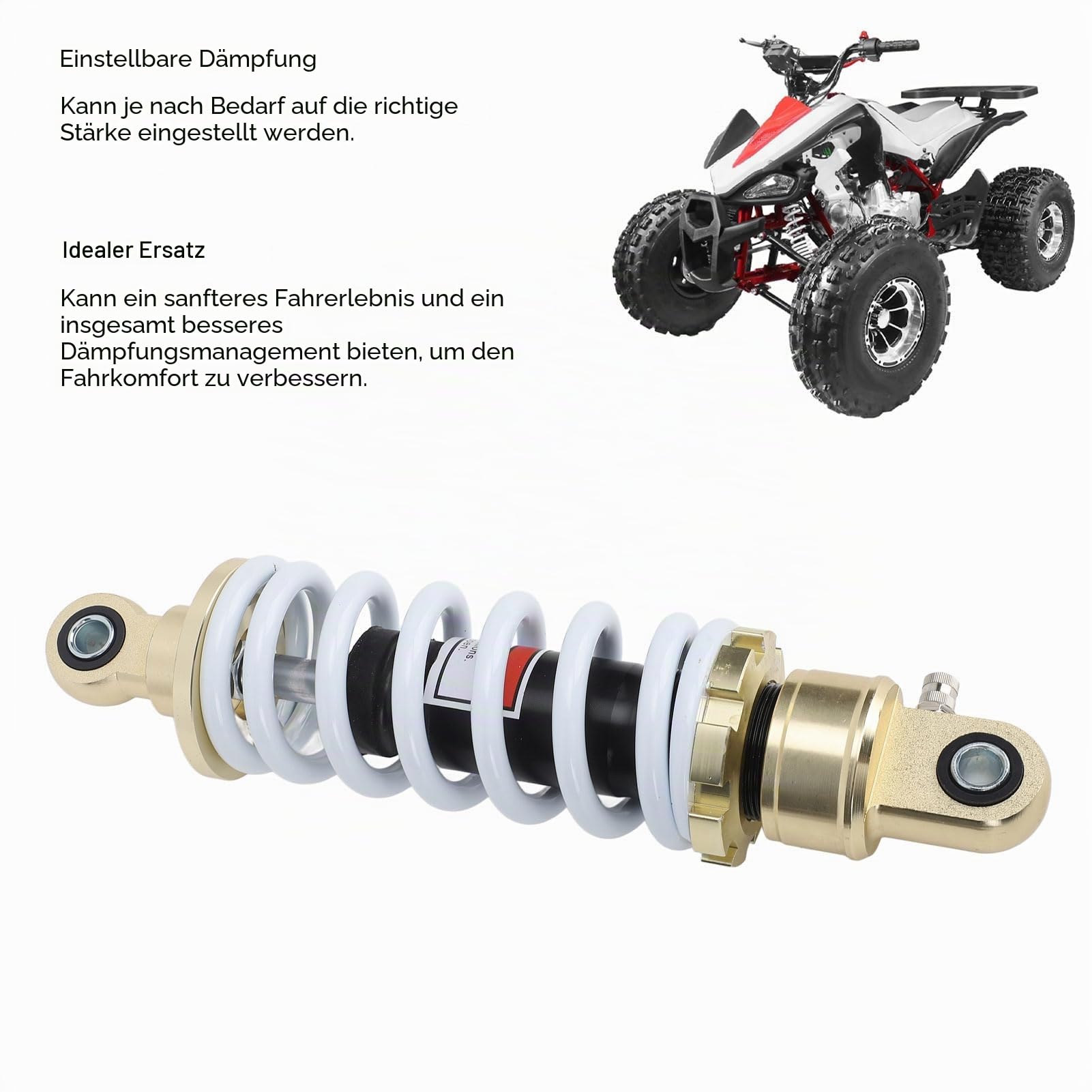 Kompletter Federbein-Stoßdämpfer, Einstellbare Dämpfung, 250 Mm Lochabstand, Aufhängungsfeder, Stoßdämpfer für Motorrad, ATV