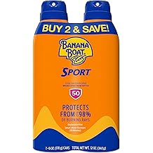 Banana Boat Sport Ultra SPF 50 Sunscreen Spray | Banana Boat Sunscreen Spray SPF 50, Water Resistant, Oxybenzone Free, Sunblock, 6oz each Twin Pack