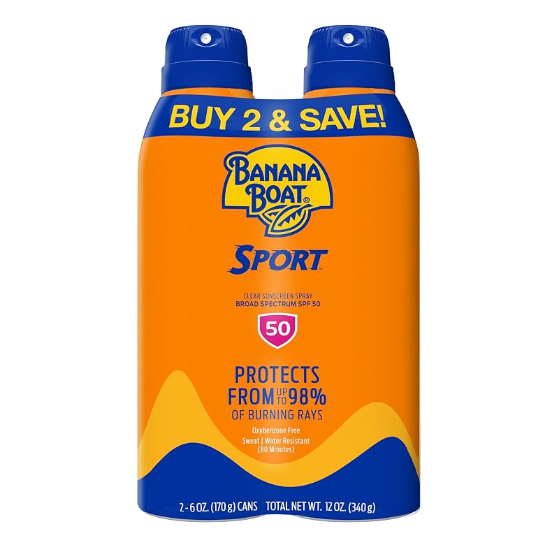 Protetor solar corporal em spray Banana Boat Sport SPF 50, 177 mL, pacote com 2
