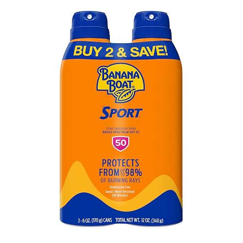 Banana Boat Sport SPF 50 Sunscreen Spray, 6 oz (2 Pack)
