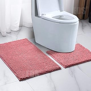 EDS ANTI SLIP Bath Mat LOOP DESIGN Super Soft Water Absorbent Thick MicroFiber BATHTUB SHOWER and BATHROOM (DUSTY PINK)
