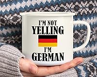 Vista 5 de Retreez Taza de café con texto en inglés "I'm Not Yelling I'm German de 16 onzas" de acero inoxidable esmaltado, para campamento, fogata, sarcasmo
