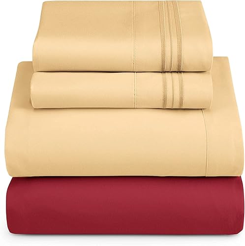 Miniatura 10 de Nestl Juego de sábanas de 3 piezas, sábanas de lujo de hotel, extrasuaves, de doble cepillado para tamaño individual, juego de 2 tonos blanconegro,