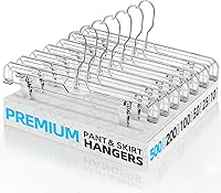 Vista 13 de HOUSE DAY Perchas para faldas transparentes con clips, percha antideslizante de plástico para pantalones con 2 clips ajustables, percha con clip