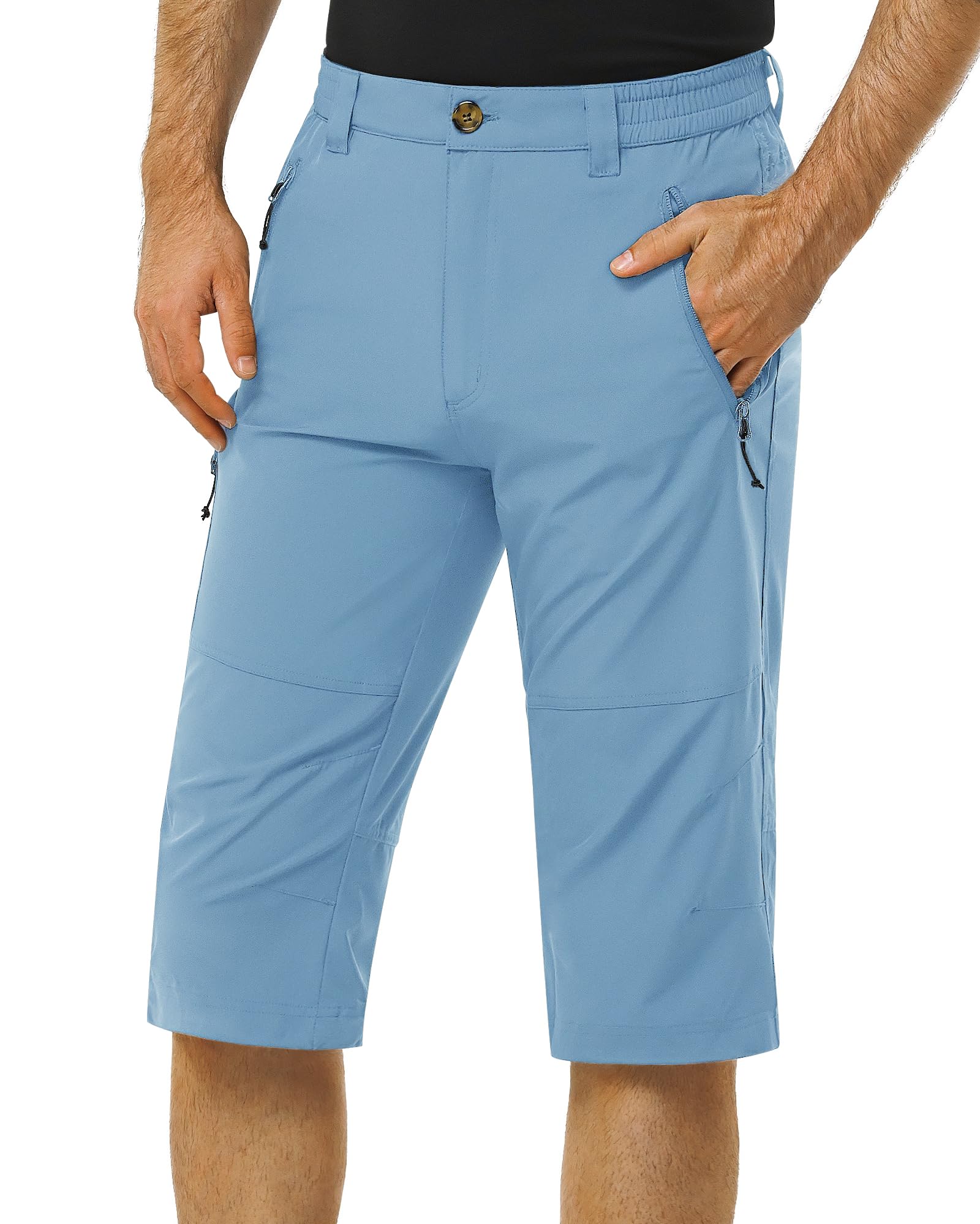 33,000ft Men's Hiking Golf Capri Pants 3/4 Cargo Quick Dry Lightweight Stretch Below Knee Shorts Pants Travel Casual